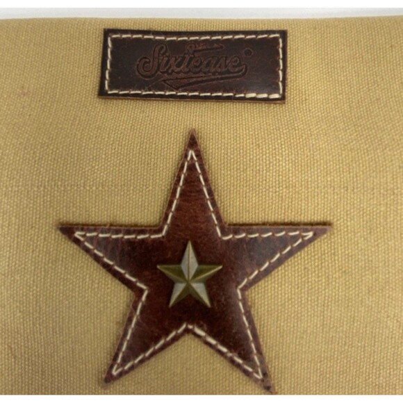 Sixtease Western Carina Shoulder Satchel Purse Leather Canvas Stars Western NWT - Picture 7 of 16